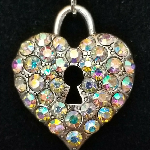 Silver Key and Crystal Heart BFF Necklaces - Picture 4 of 6